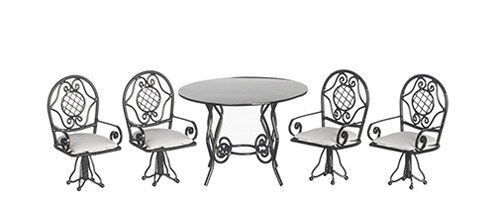 Round Table Set, 5 pc., Black